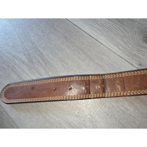 Genuine Leather Belt Brown With Metal Buckle Handcrafted In Old School Style - Picture 4 of 5